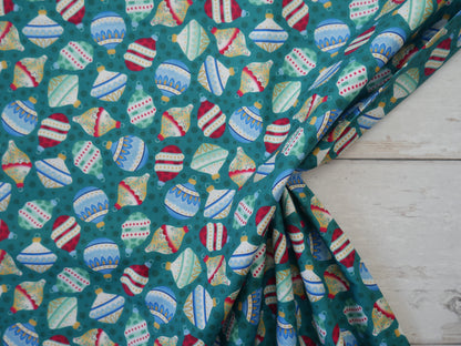 Jewelled Christmas Printed Cotton, Opulent Baubles, £7.50 p/m-Cotton Fabric-Flying Bobbins Haberdashery