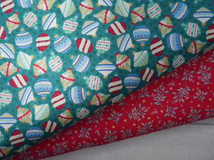Jewelled Christmas Printed Cotton, Opulent Baubles, £7.50 p/m-Cotton Fabric-Flying Bobbins Haberdashery