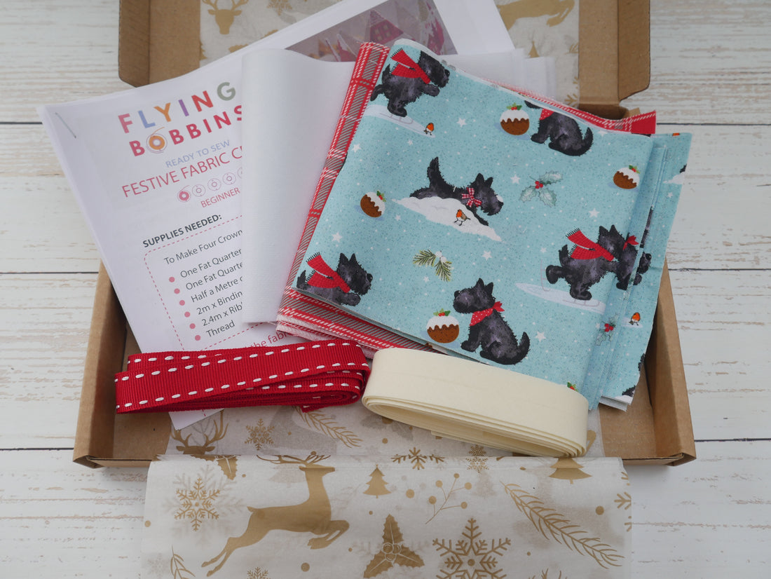 Reversible Fabric Crowns Kit - Scottie Dogs (x4)-PDF Download-Flying Bobbins Haberdashery