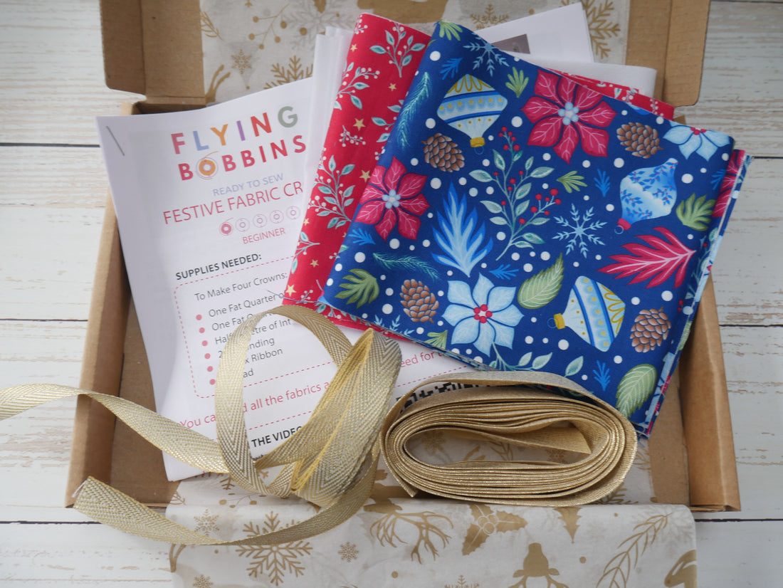 Reversible Fabric Crowns Kit - Jewelled Christmas (x4)-Sewing Kit-Flying Bobbins Haberdashery