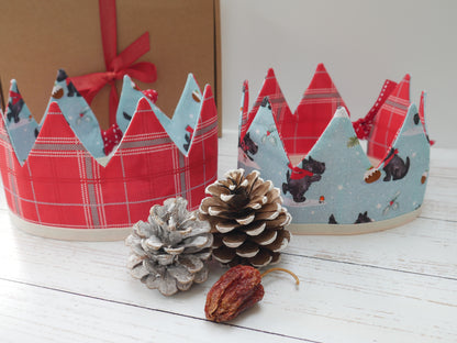 Reversible Fabric Crowns Kit - Scottie Dogs (x4)-PDF Download-Flying Bobbins Haberdashery