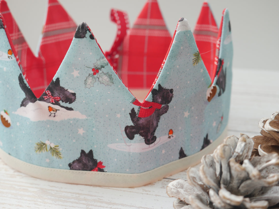 Reversible Fabric Crowns Kit - Scottie Dogs (x4)-PDF Download-Flying Bobbins Haberdashery