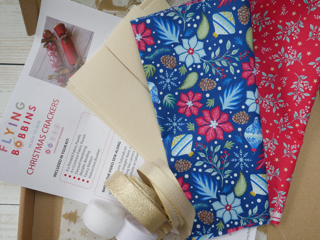 Reversible Fabric Crackers Kit - Jewelled Christmas (x4)-Sewing Kit-Flying Bobbins Haberdashery