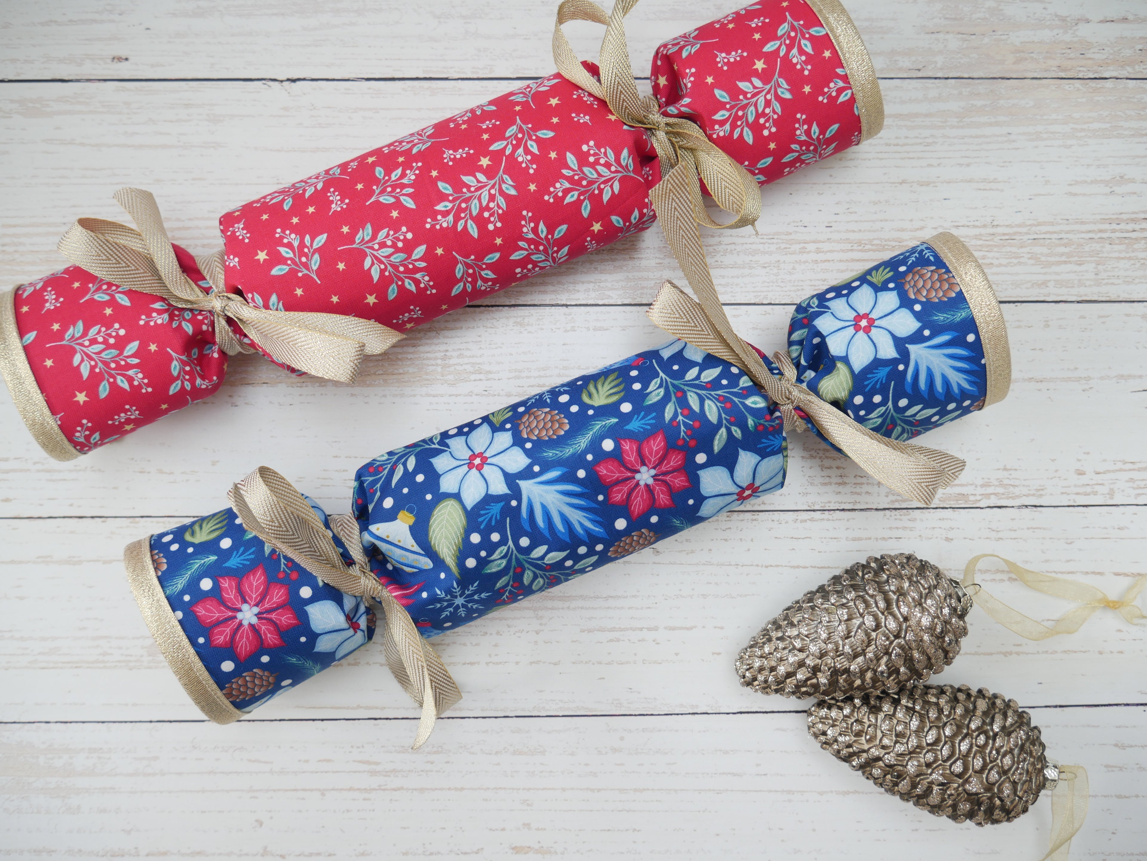 Reversible Fabric Crackers Kit - Jewelled Christmas (x4)-Sewing Kit-Flying Bobbins Haberdashery