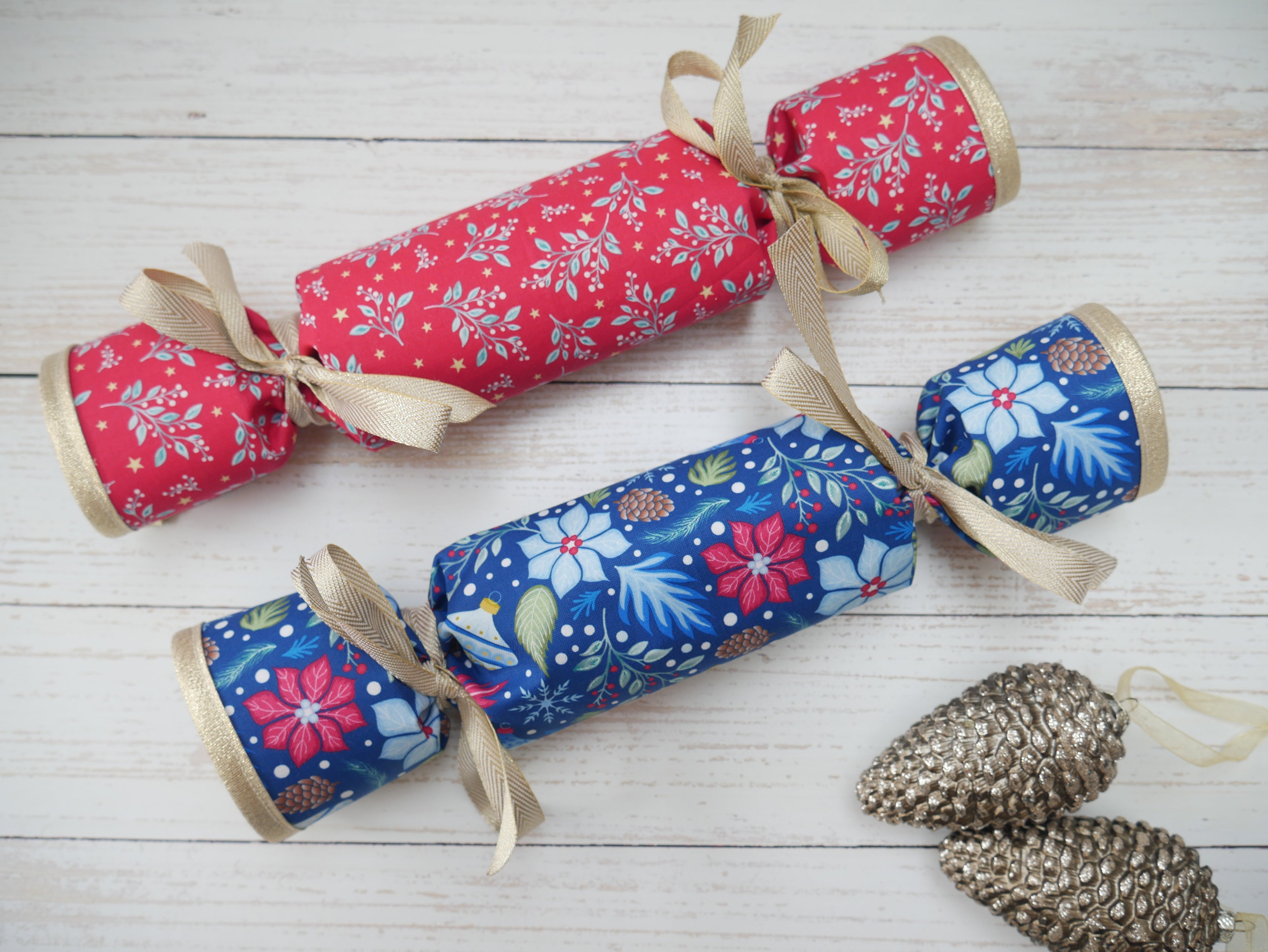 Reversible Fabric Crackers Kit - Jewelled Christmas (x4)-Sewing Kit-Flying Bobbins Haberdashery