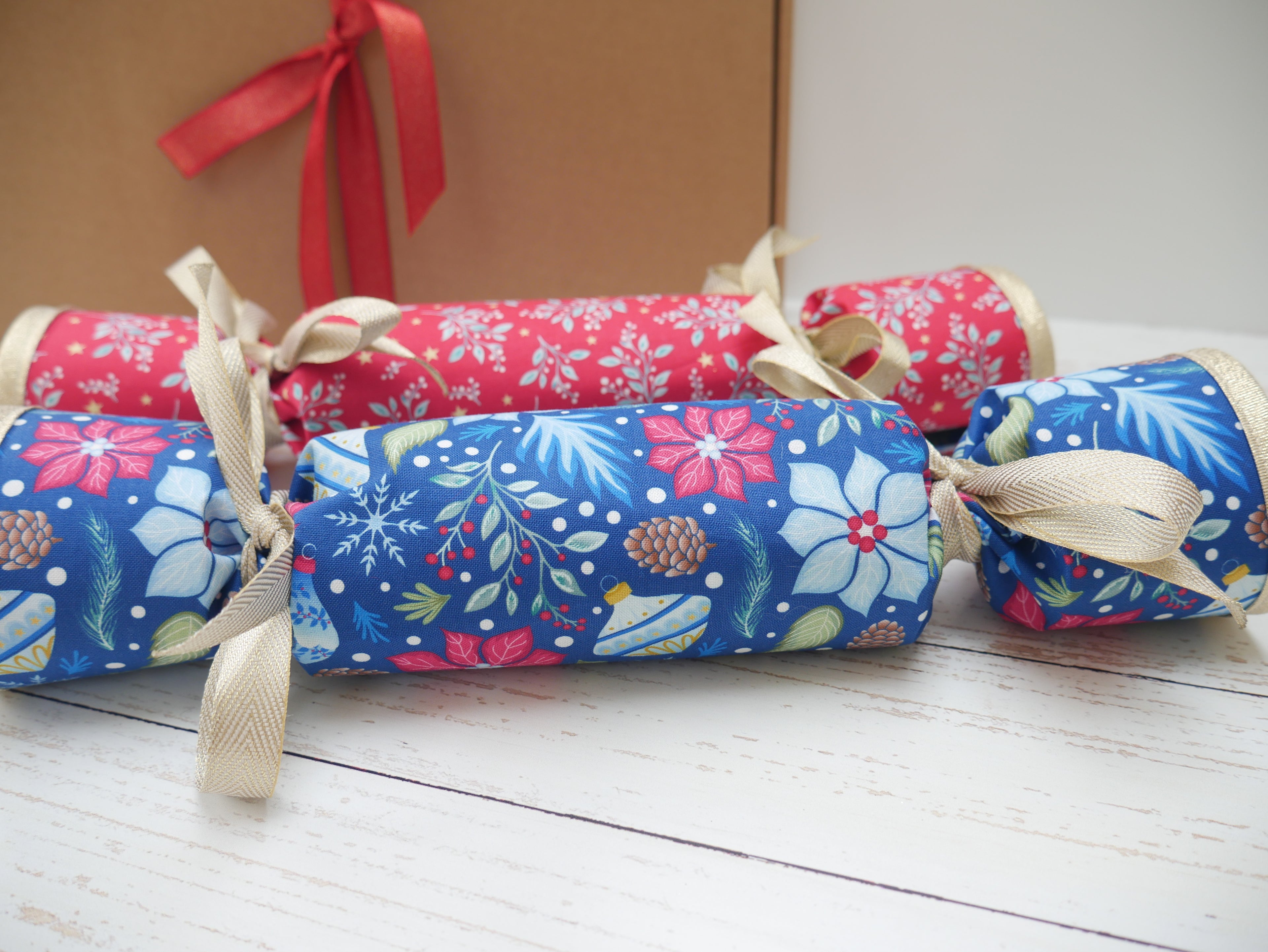 Reversible Fabric Crackers Kit - Jewelled Christmas (x4)-Sewing Kit-Flying Bobbins Haberdashery
