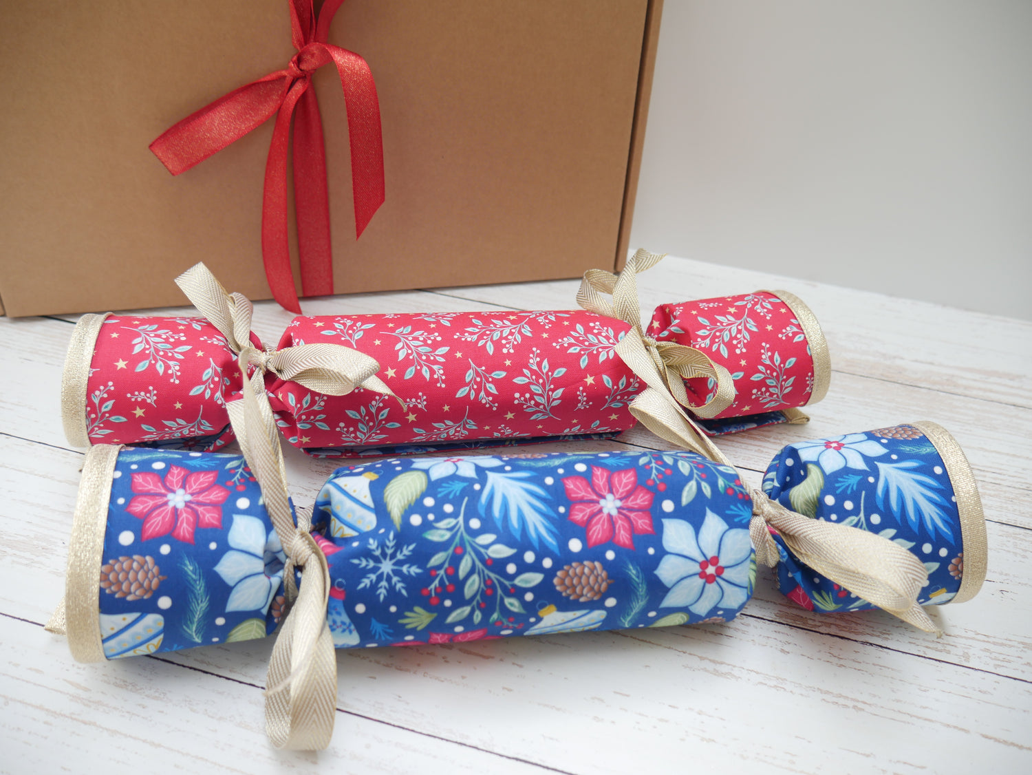 Reversible Fabric Crackers Kit - Jewelled Christmas (x4)-Sewing Kit-Flying Bobbins Haberdashery