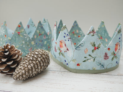 Reversible Fabric Crowns Kit - Frosty Robins (x4)-Sewing Kit-Flying Bobbins Haberdashery
