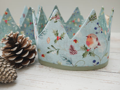 Reversible Fabric Crowns Kit - Frosty Robins (x4)-Sewing Kit-Flying Bobbins Haberdashery