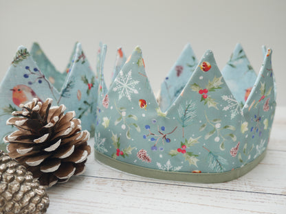 Reversible Fabric Crowns Kit - Frosty Robins (x4)-Sewing Kit-Flying Bobbins Haberdashery