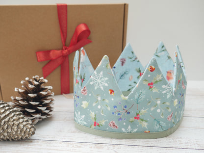 Reversible Fabric Crowns Kit - Frosty Robins (x4)-Sewing Kit-Flying Bobbins Haberdashery