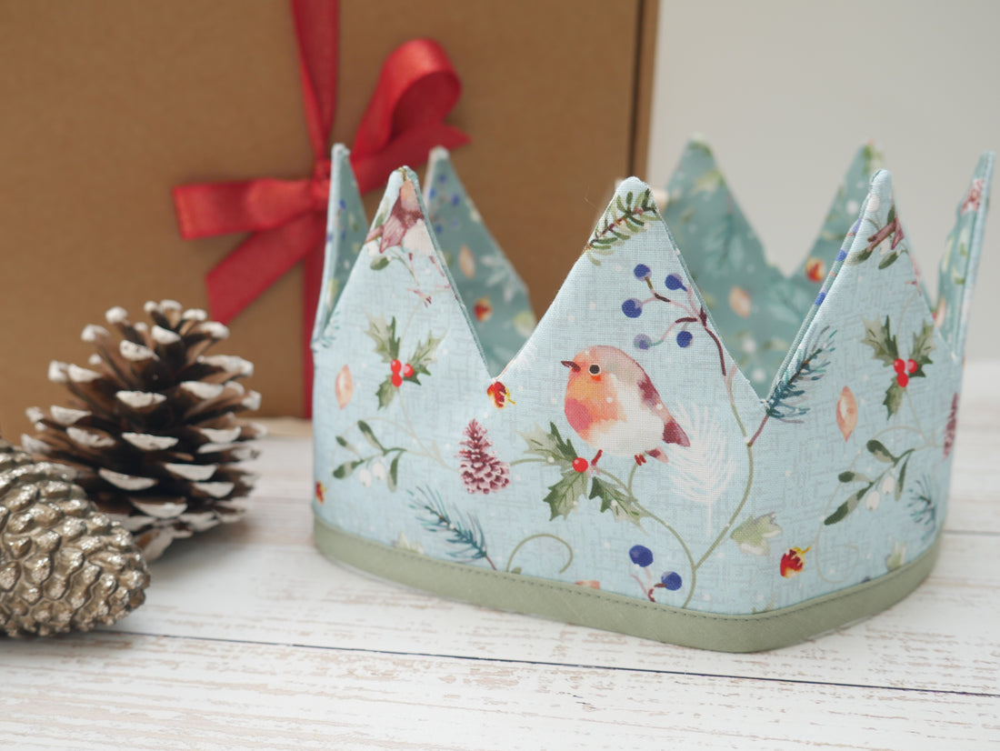 Reversible Fabric Crowns Kit - Frosty Robins (x4)-Sewing Kit-Flying Bobbins Haberdashery