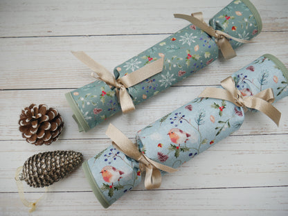 Reversible Fabric Crackers Kit - Frosty Robins (x4)-Sewing Kit-Flying Bobbins Haberdashery
