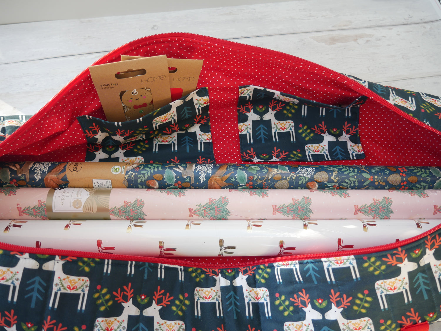 Gift Wrap Caddy Sewing Kit - Reindeer-Sewing Kit-Flying Bobbins Haberdashery