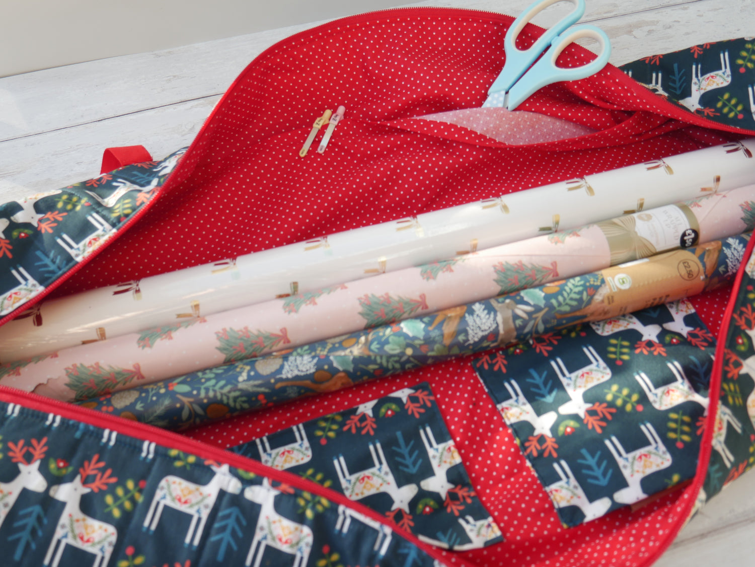 Gift Wrap Caddy Sewing Kit - Reindeer-Sewing Kit-Flying Bobbins Haberdashery