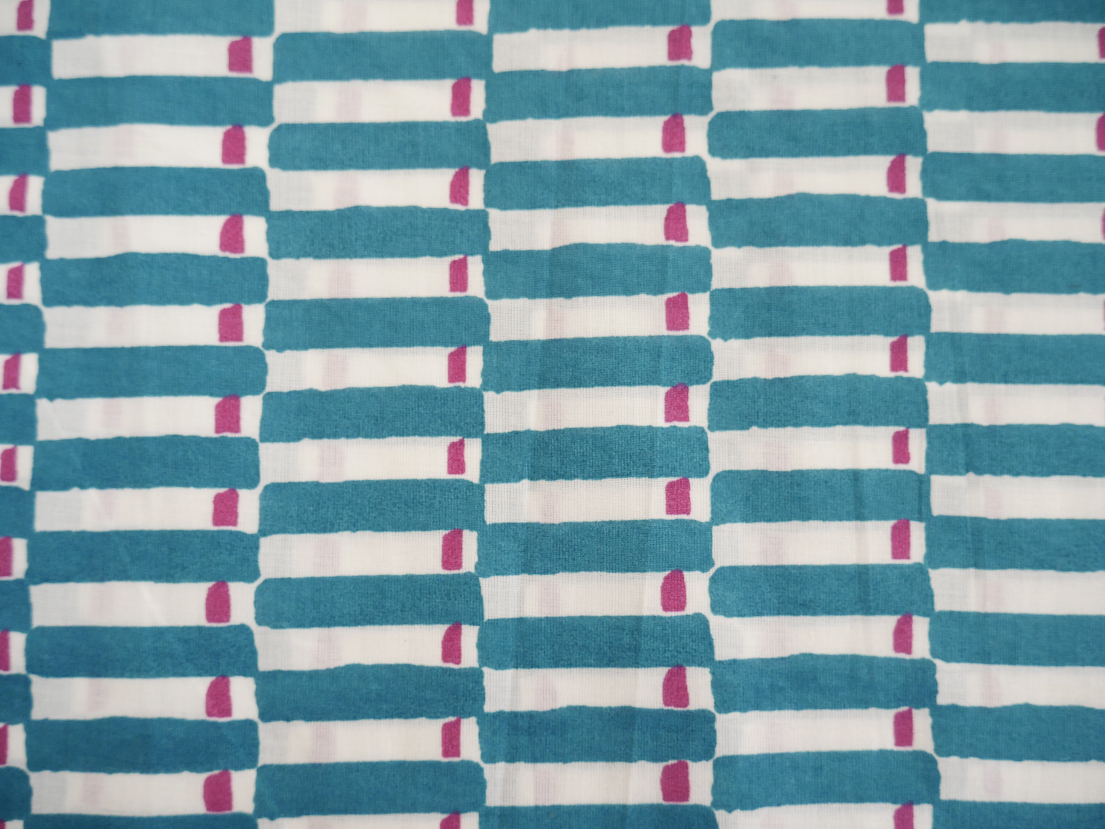 Handcrafted Cotton Block Printed Fabric - Tiles in Aubergine-Cotton Fabric-Flying Bobbins Haberdashery