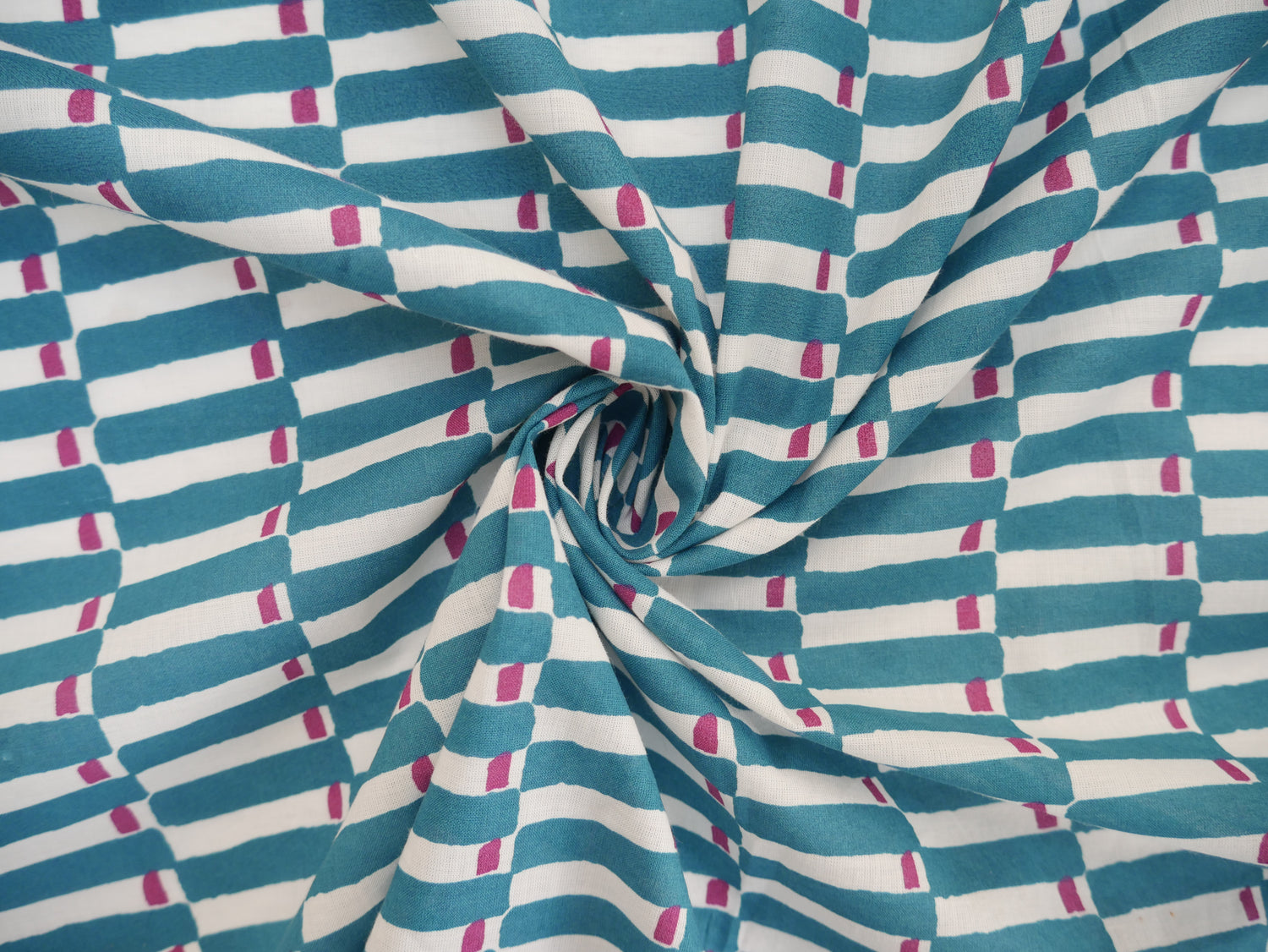 Handcrafted Cotton Block Printed Fabric - Tiles in Aubergine-Cotton Fabric-Flying Bobbins Haberdashery