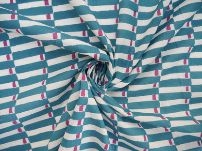 Handcrafted Cotton Block Printed Fabric - Tiles in Aubergine-Cotton Fabric-Flying Bobbins Haberdashery