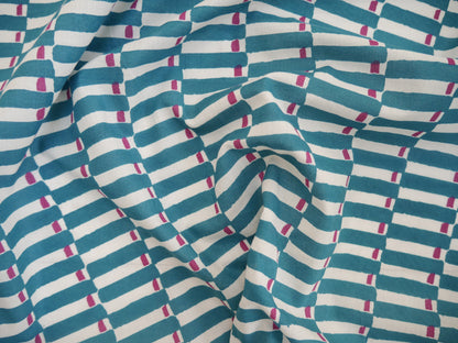 Handcrafted Cotton Block Printed Fabric - Tiles in Aubergine-Cotton Fabric-Flying Bobbins Haberdashery