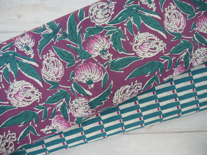 Handcrafted Cotton Block Printed Fabric - Floral-Cotton Fabric-Flying Bobbins Haberdashery