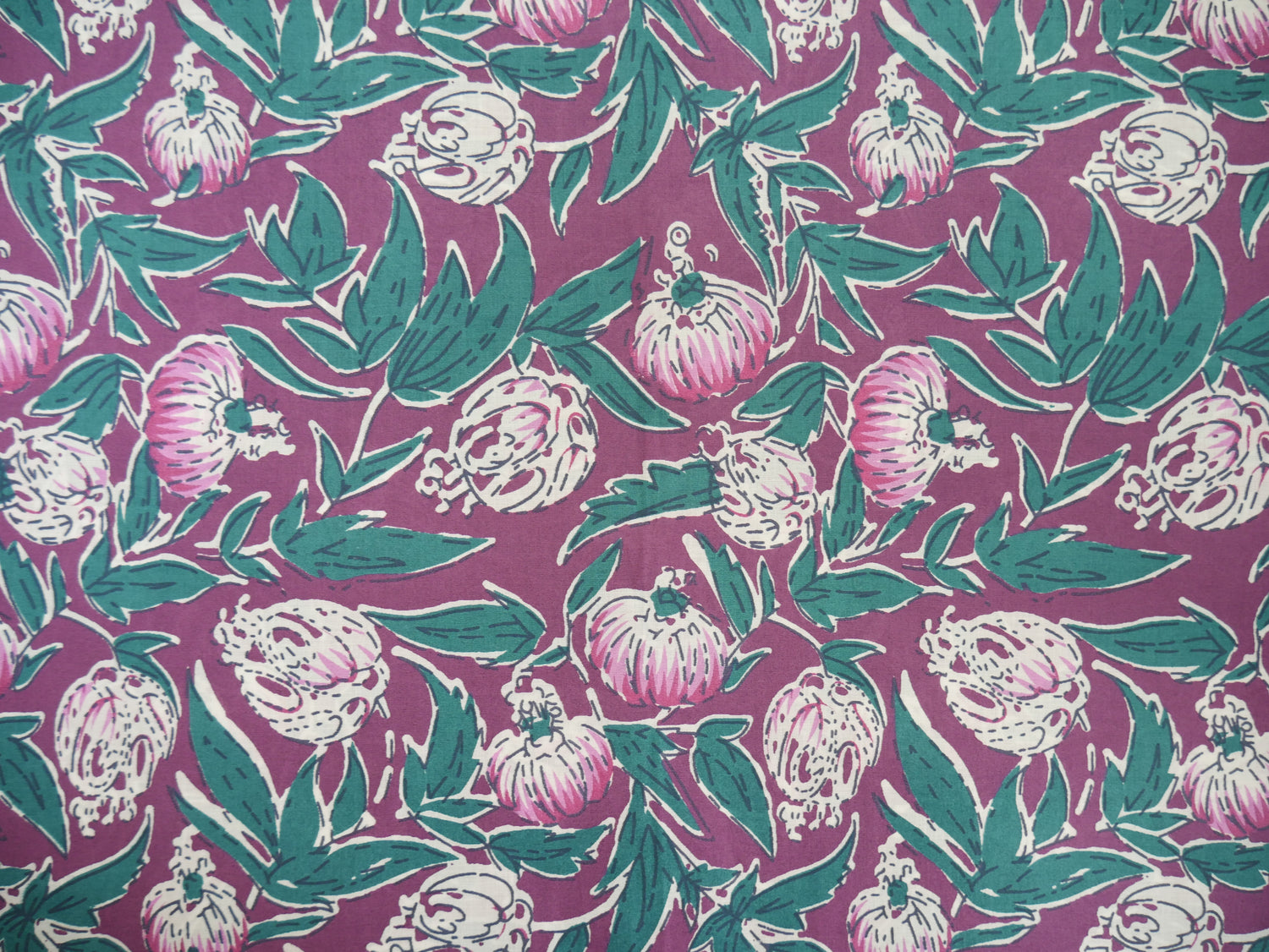 Handcrafted Cotton Block Printed Fabric - Floral-Cotton Fabric-Flying Bobbins Haberdashery