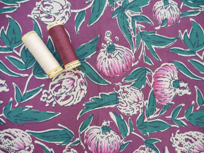 Handcrafted Cotton Block Printed Fabric - Floral-Cotton Fabric-Flying Bobbins Haberdashery