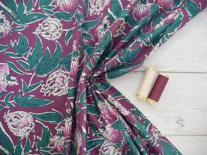 Handcrafted Cotton Block Printed Fabric - Floral-Cotton Fabric-Flying Bobbins Haberdashery