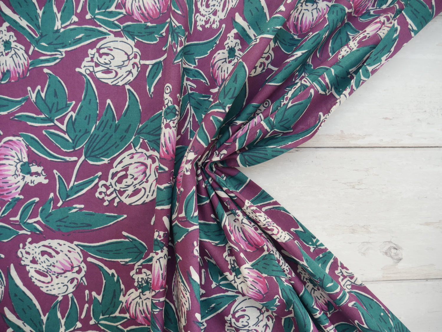 Handcrafted Cotton Block Printed Fabric - Floral-Cotton Fabric-Flying Bobbins Haberdashery