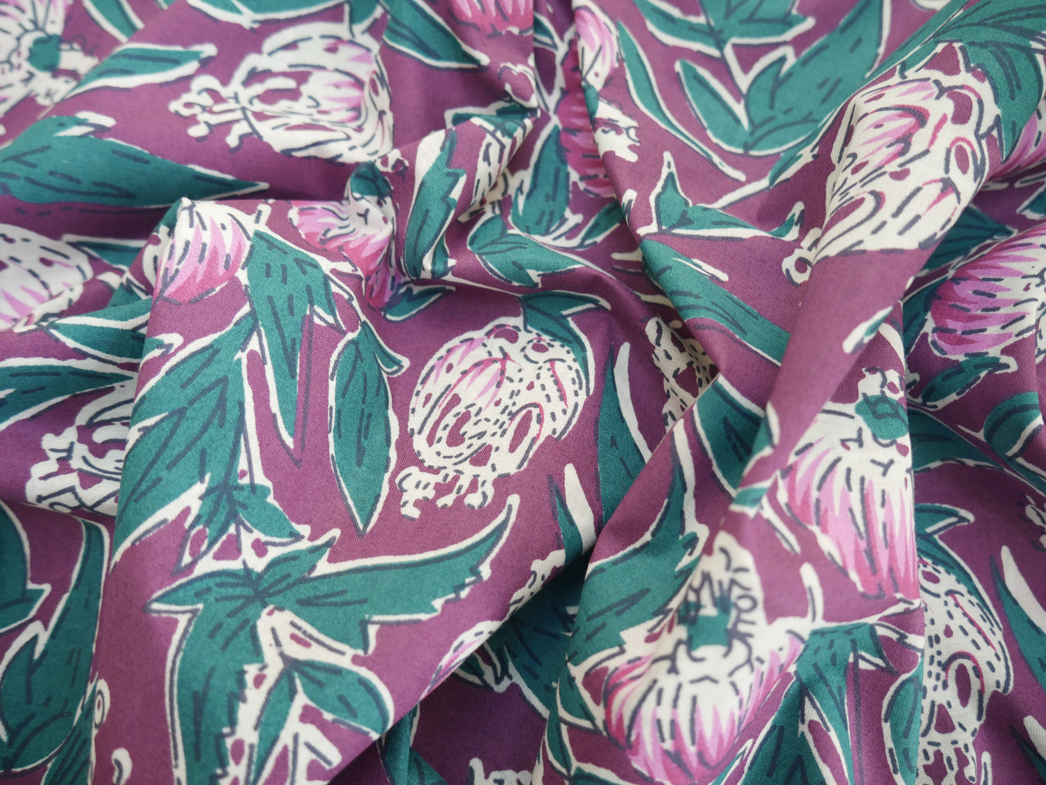 Handcrafted Cotton Block Printed Fabric - Floral-Cotton Fabric-Flying Bobbins Haberdashery