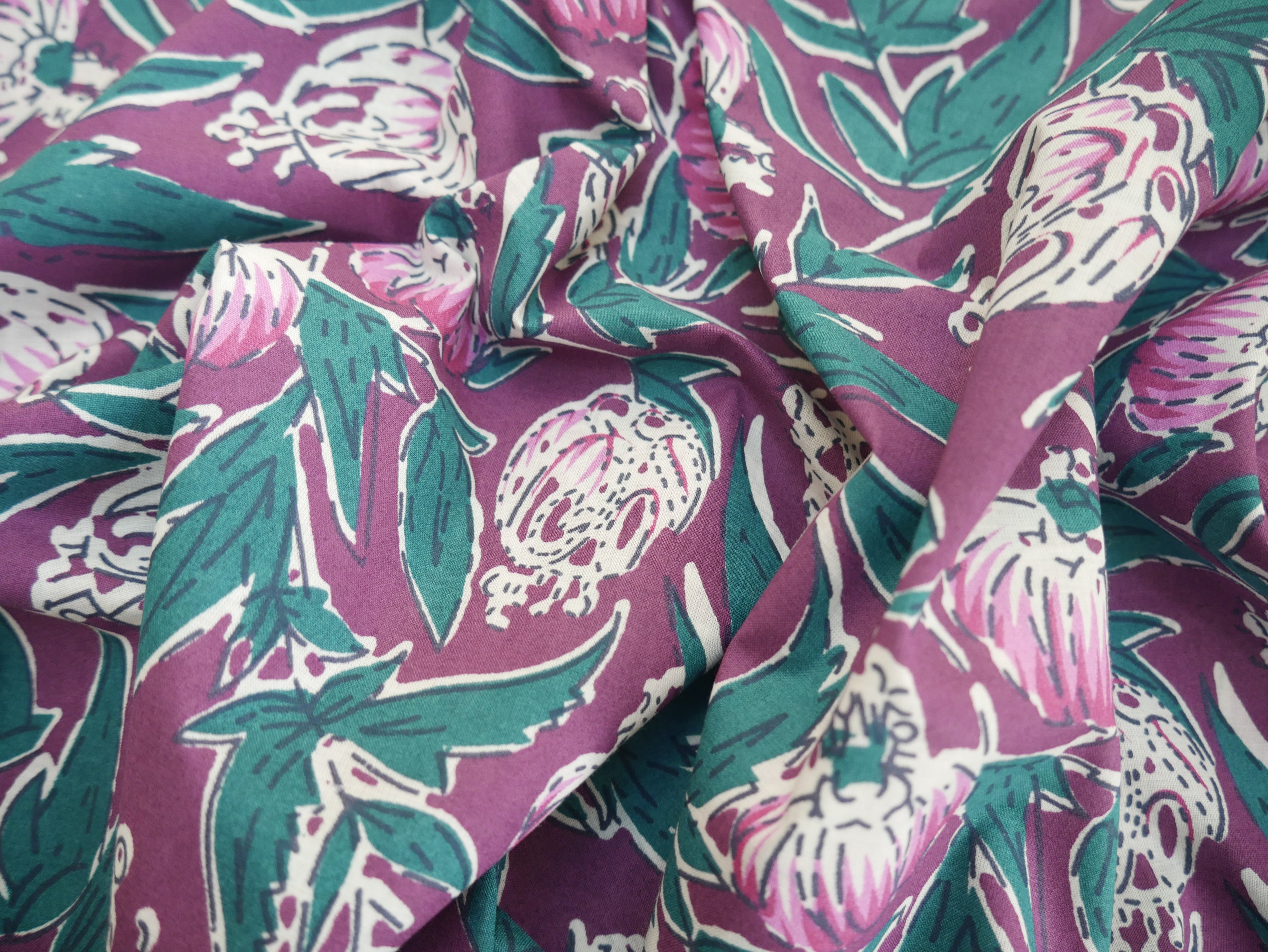 Handcrafted Cotton Block Printed Fabric - Floral-Cotton Fabric-Flying Bobbins Haberdashery