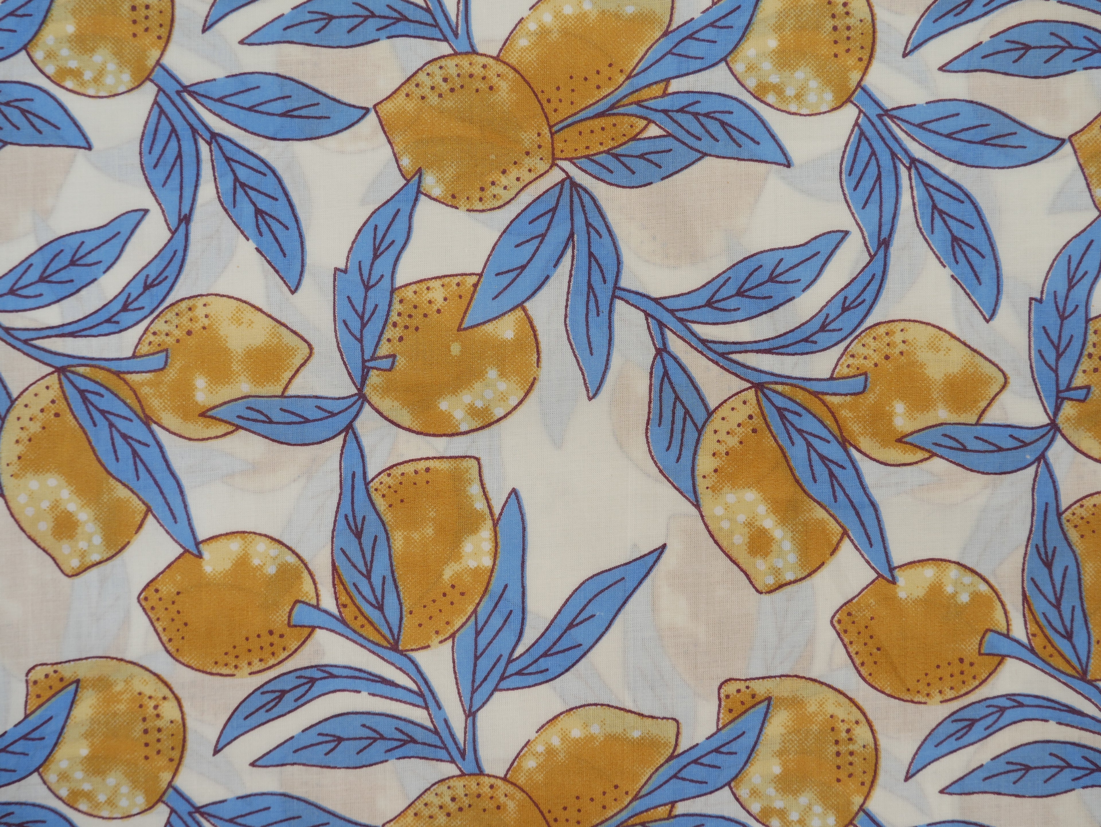 Handcrafted Cotton Block Printed Fabric - Lemons-Cotton Fabric-Flying Bobbins Haberdashery