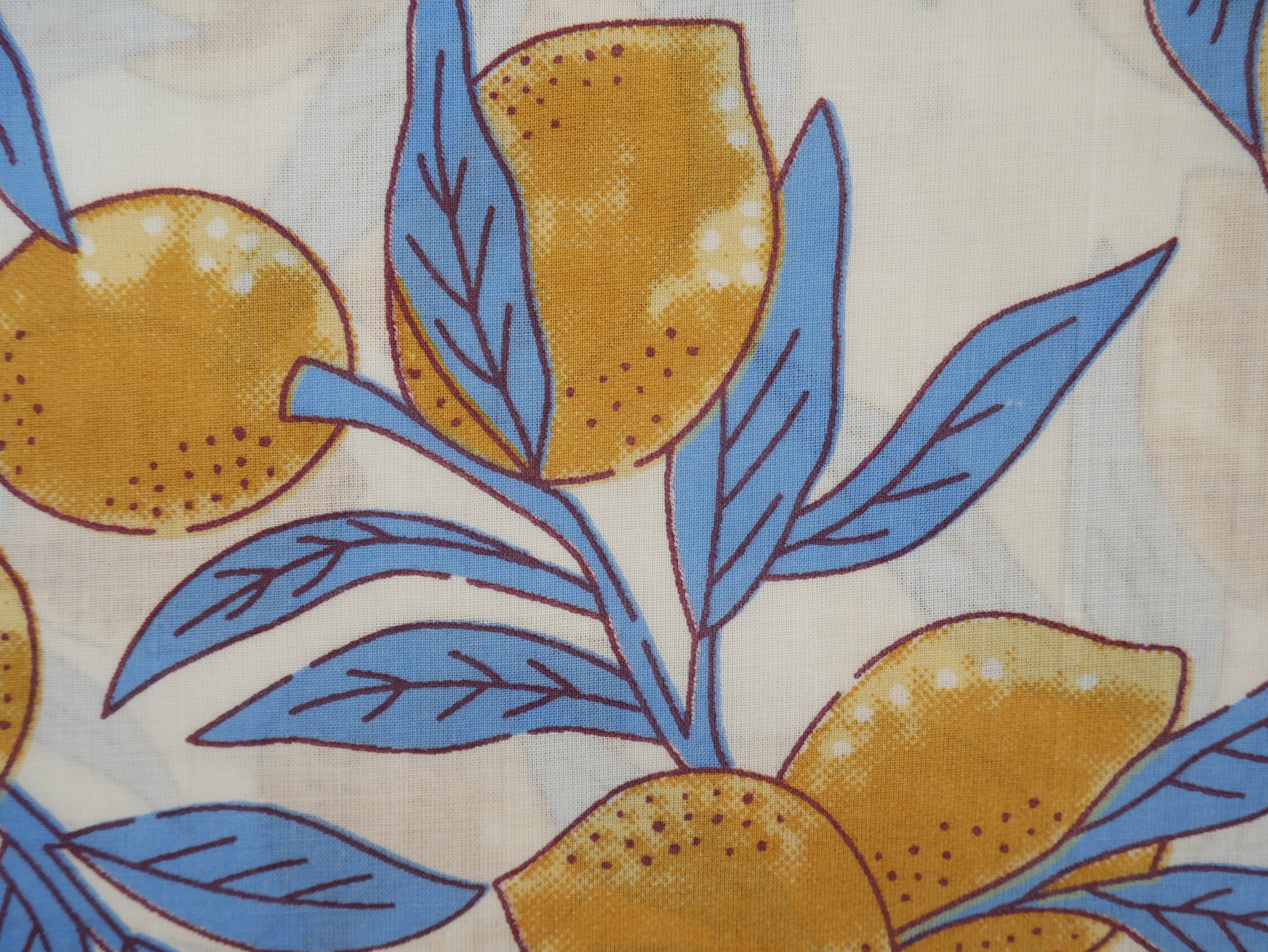 Handcrafted Cotton Block Printed Fabric - Lemons-Cotton Fabric-Flying Bobbins Haberdashery