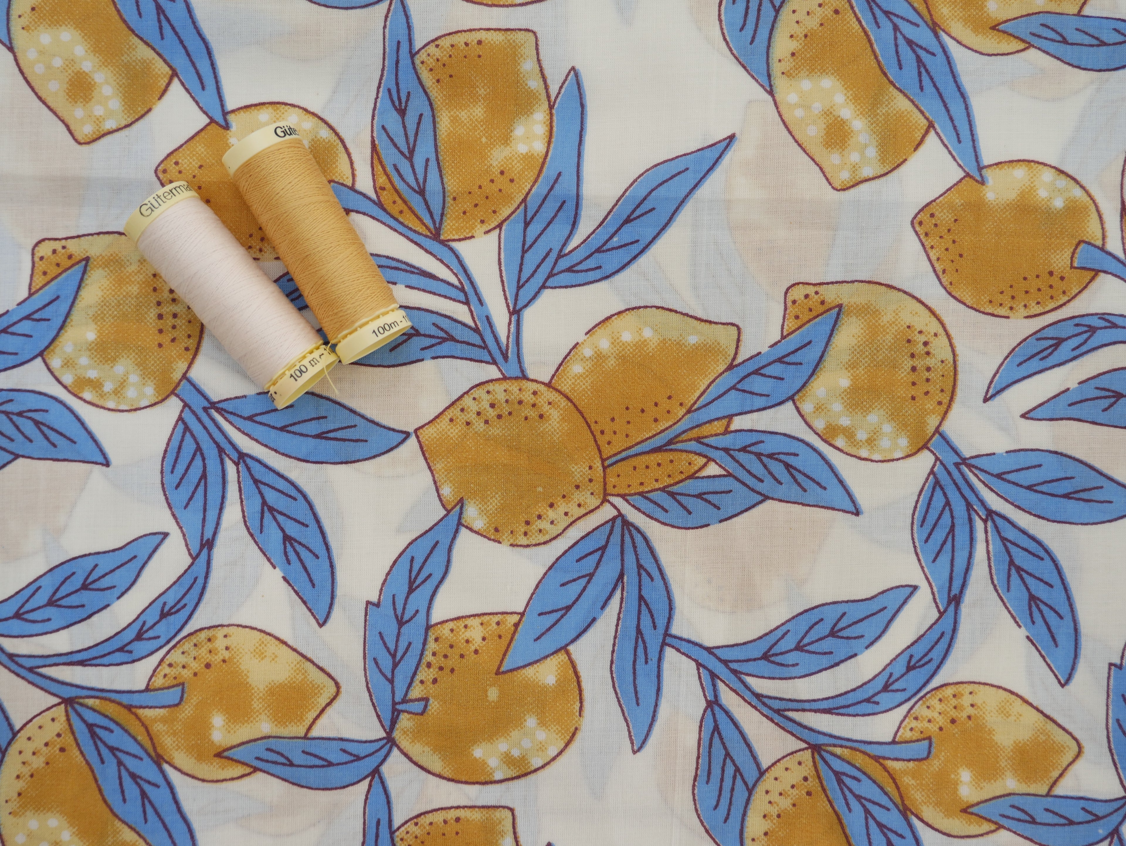 Handcrafted Cotton Block Printed Fabric - Lemons-Cotton Fabric-Flying Bobbins Haberdashery