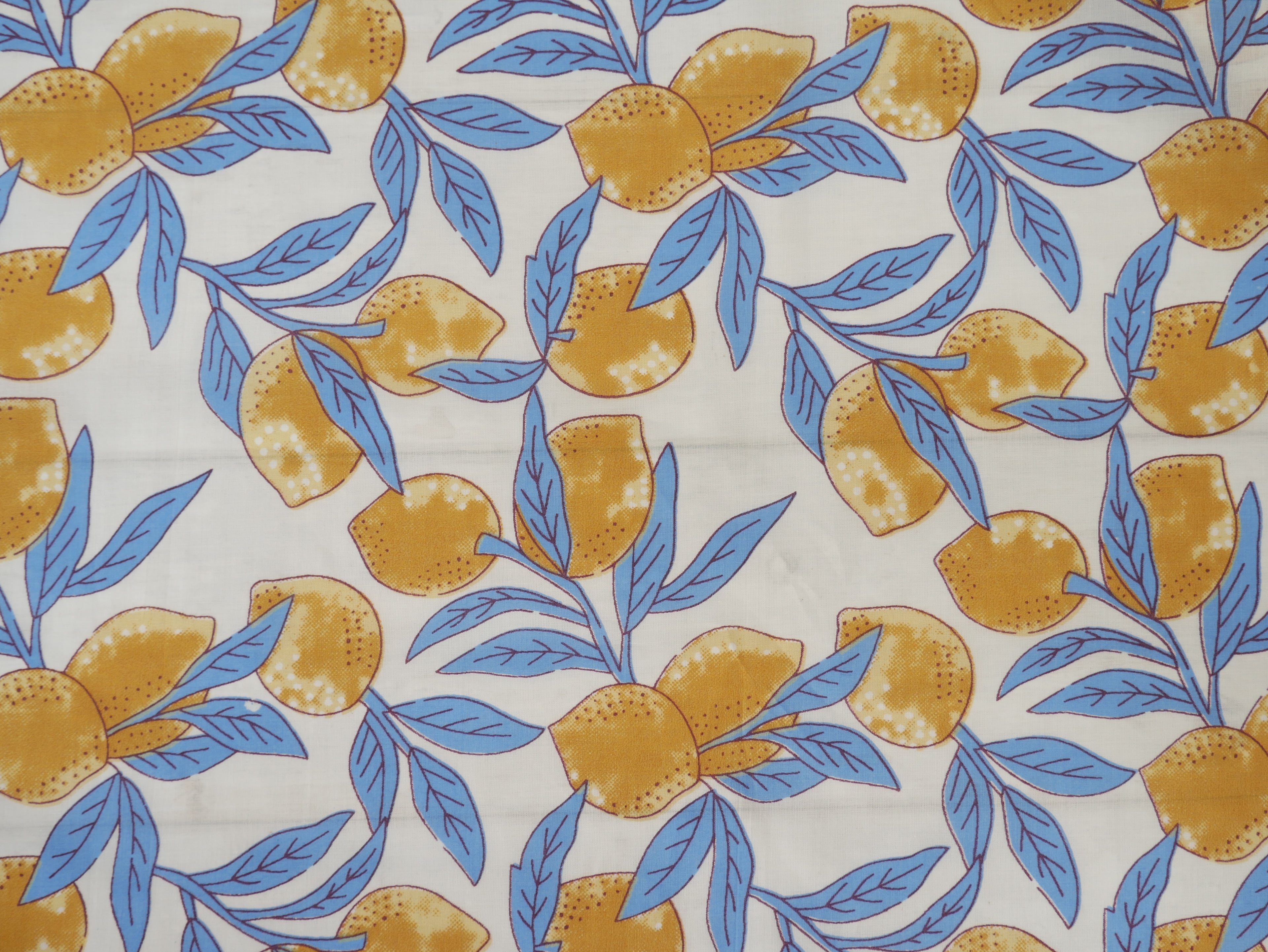 Handcrafted Cotton Block Printed Fabric - Lemons-Cotton Fabric-Flying Bobbins Haberdashery