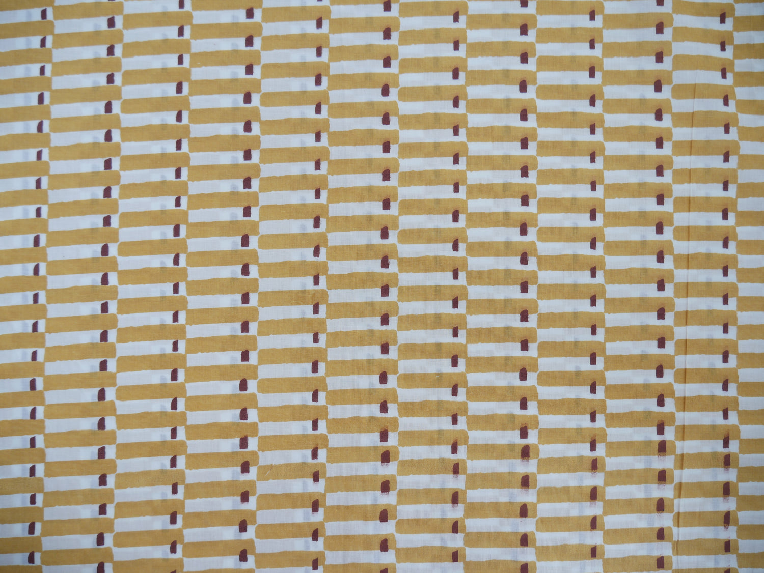 Handcrafted Cotton Block Printed Fabric - Tiles in Yellow-Cotton Fabric-Flying Bobbins Haberdashery