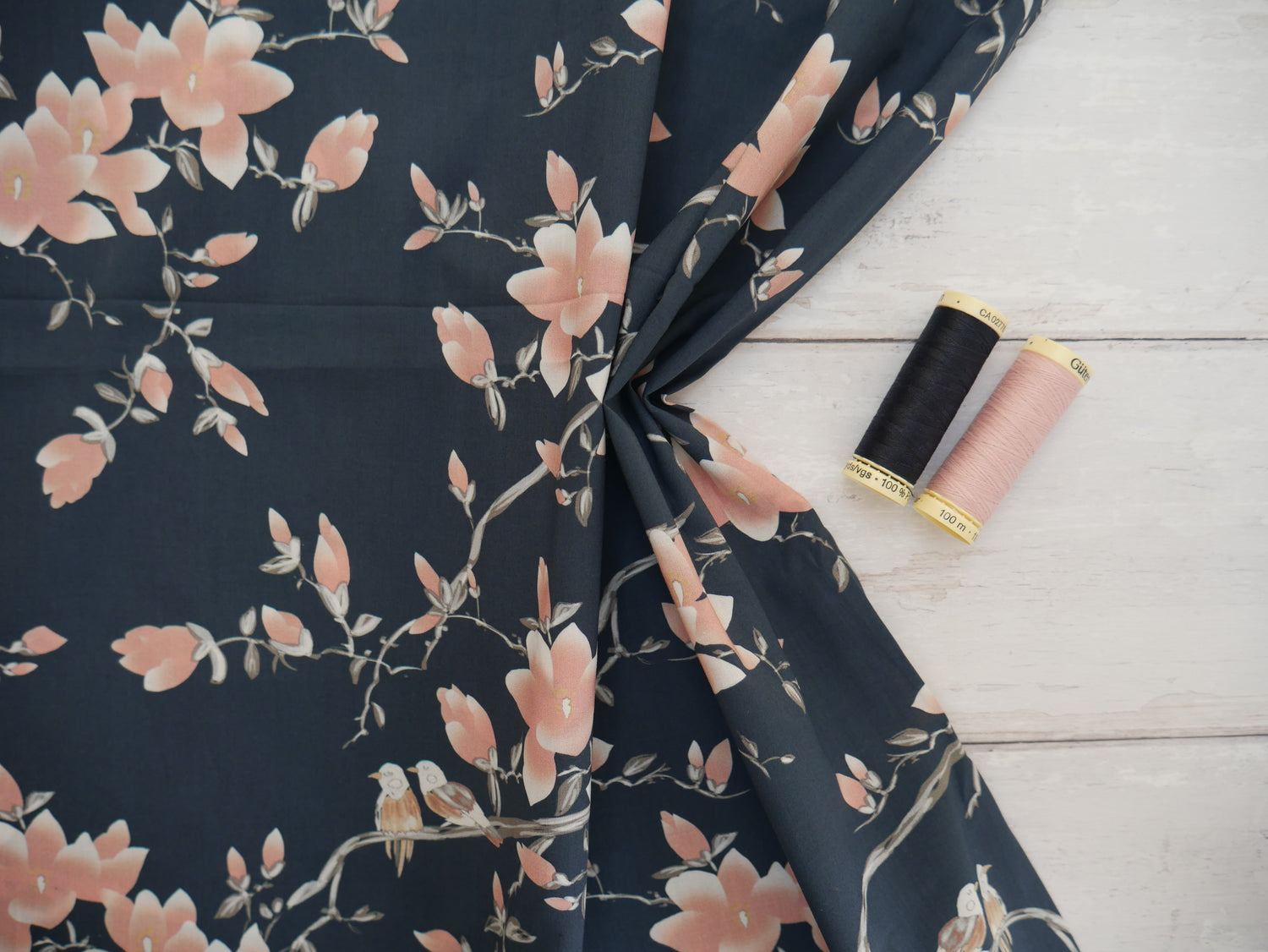 Lady McElroy Flora Songbird Cotton Lawn-Viscose Lawn-Flying Bobbins Haberdashery