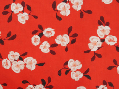 Blooms &amp; Bows Printed Cotton by Camelot - Scattered Florals in Red-Cotton Fabric-Flying Bobbins Haberdashery