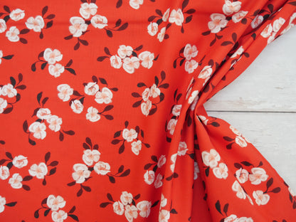 Blooms &amp; Bows Printed Cotton by Camelot - Scattered Florals in Red-Cotton Fabric-Flying Bobbins Haberdashery