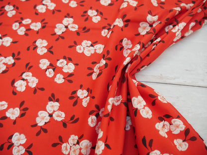 Blooms &amp; Bows Printed Cotton by Camelot - Scattered Florals in Red-Cotton Fabric-Flying Bobbins Haberdashery