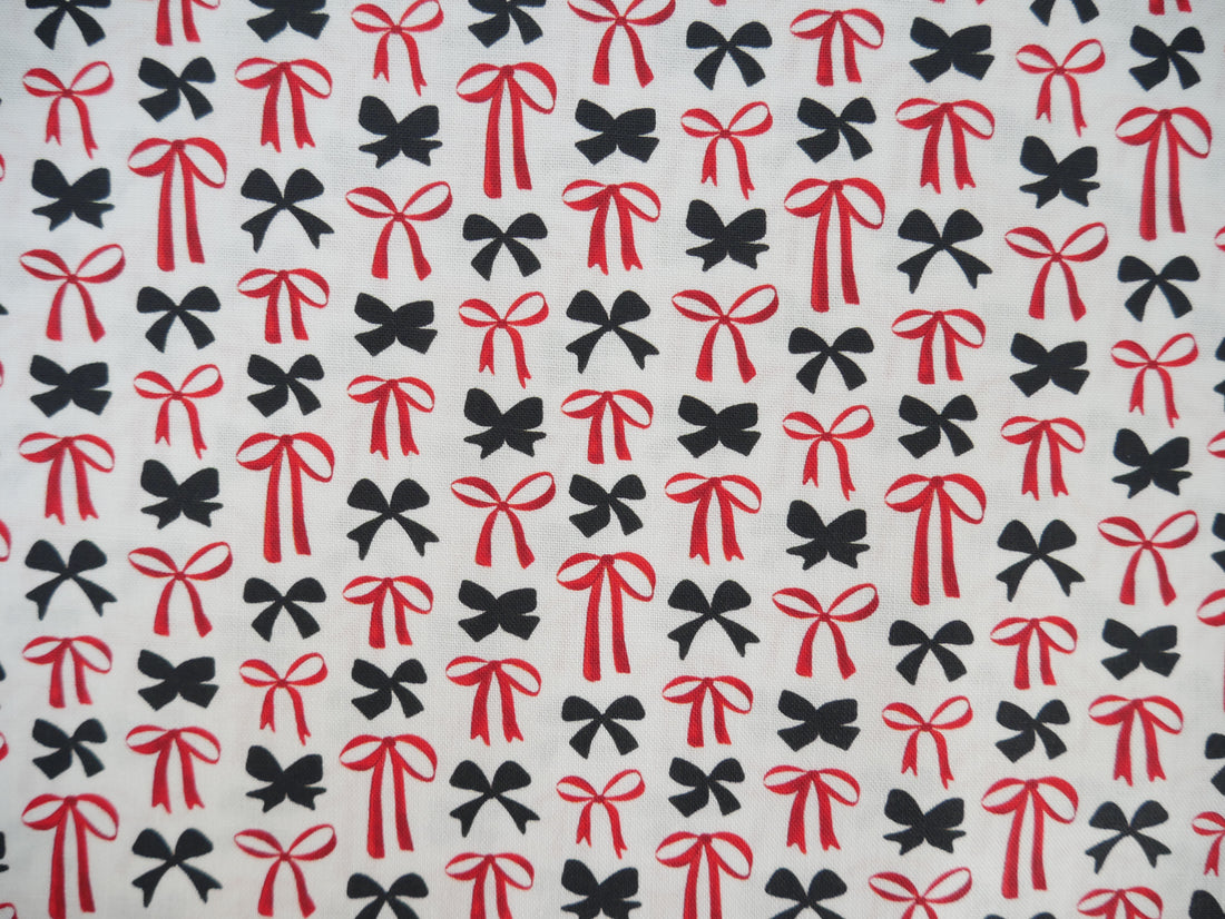 Blooms &amp; Bows Printed Cotton by Camelot - Sweetheart Bows in Cream-Cotton Fabric-Flying Bobbins Haberdashery