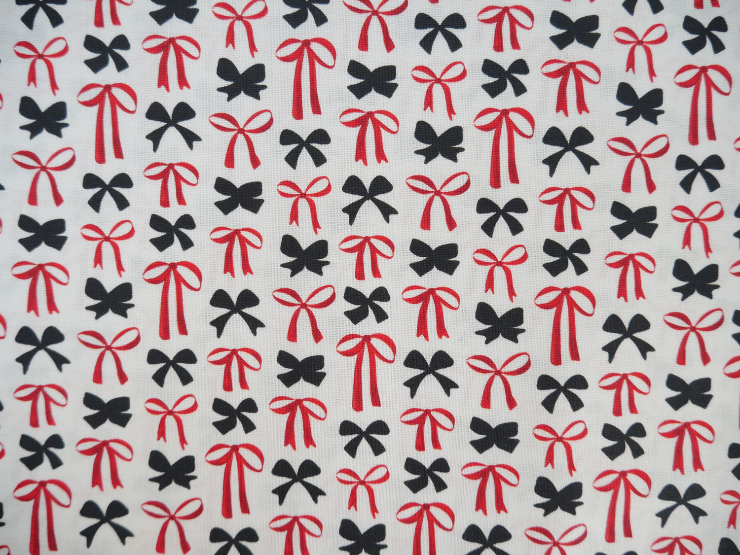 Blooms &amp; Bows Printed Cotton by Camelot - Sweetheart Bows in Cream-Cotton Fabric-Flying Bobbins Haberdashery