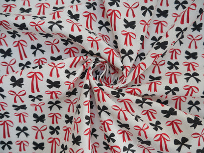 Blooms &amp; Bows Printed Cotton by Camelot - Sweetheart Bows in Cream-Cotton Fabric-Flying Bobbins Haberdashery
