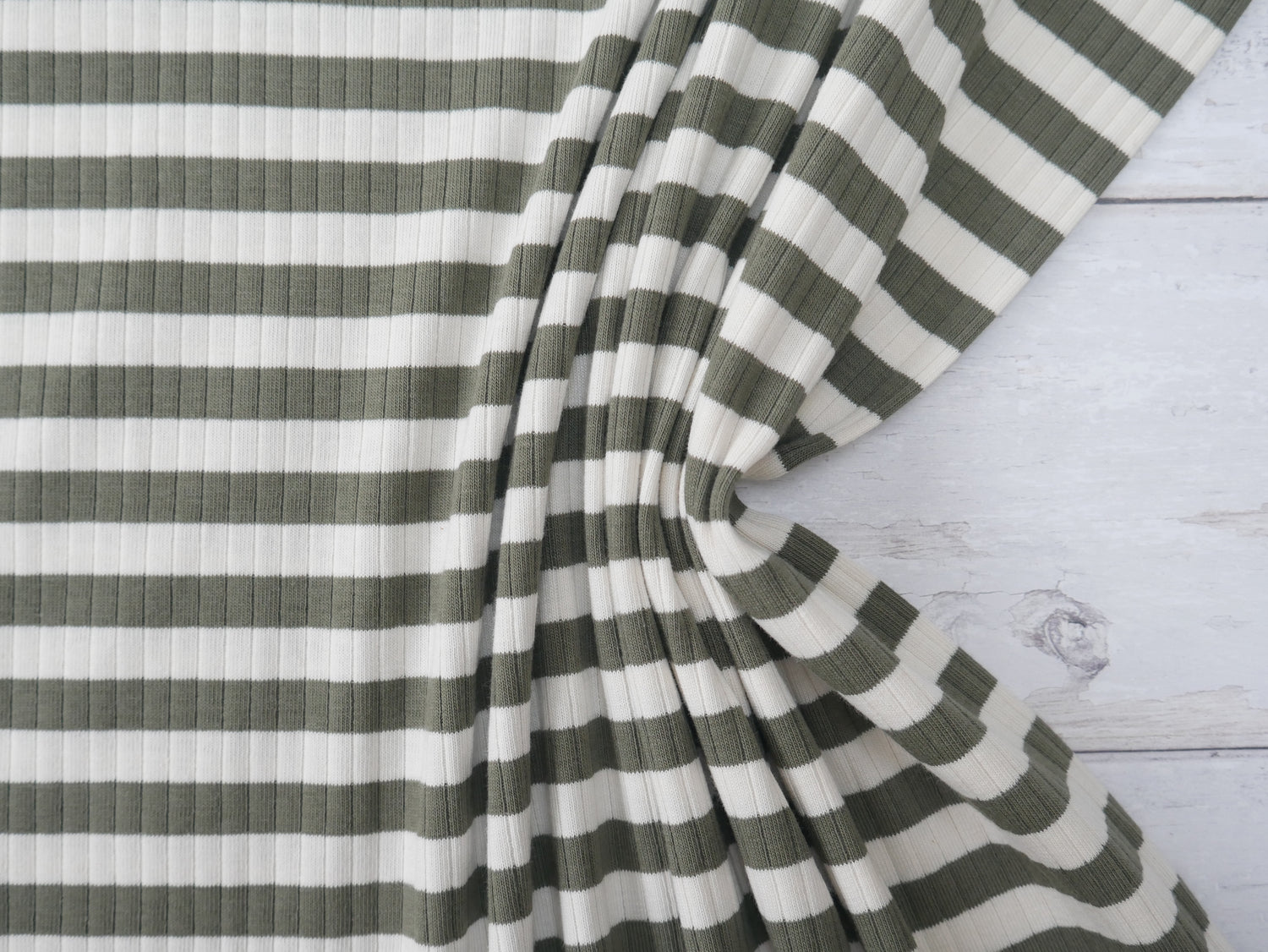 Yarn Dyed Rib Jersey in Dark Sage-Cotton Fabric-Flying Bobbins Haberdashery