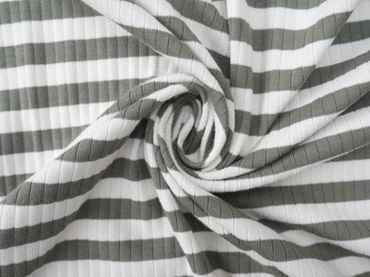 Yarn Dyed Rib Jersey in Dark Sage-Cotton Fabric-Flying Bobbins Haberdashery