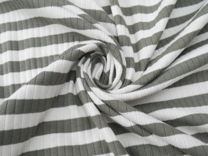 Yarn Dyed Rib Jersey in Dark Sage-Cotton Fabric-Flying Bobbins Haberdashery