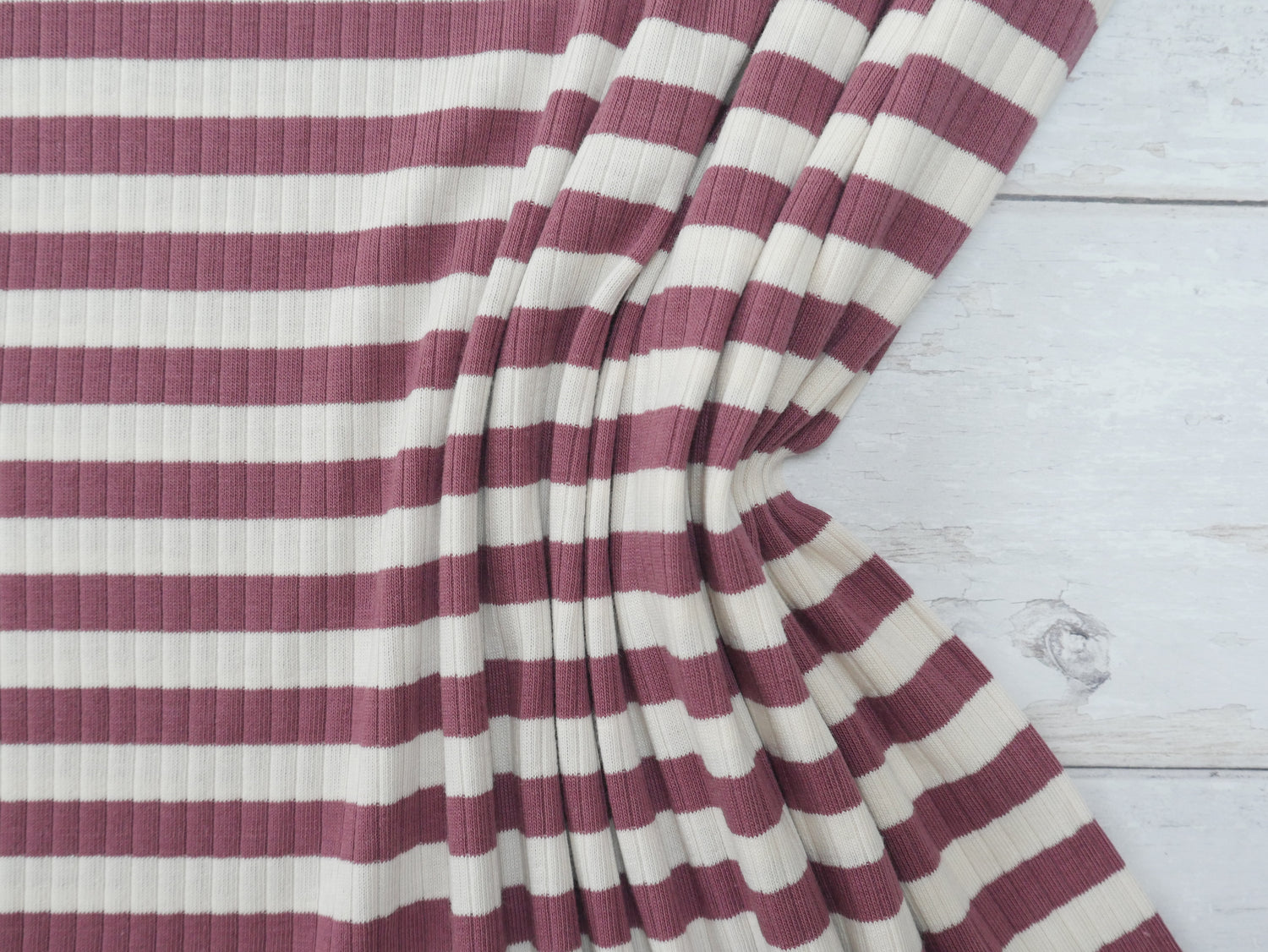 Yarn Dyed Rib Jersey in Dark Rose-Cotton Fabric-Flying Bobbins Haberdashery