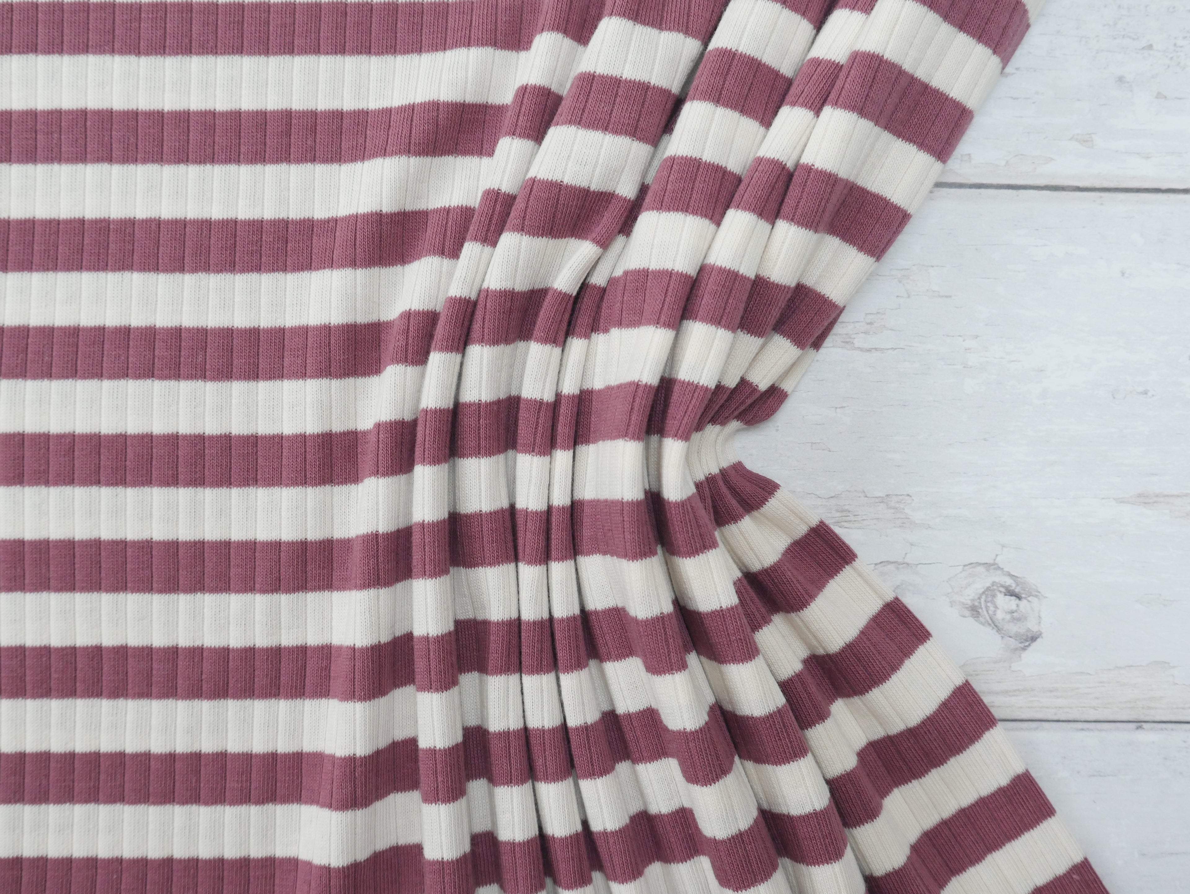 Yarn Dyed Rib Jersey in Dark Rose-Cotton Fabric-Flying Bobbins Haberdashery
