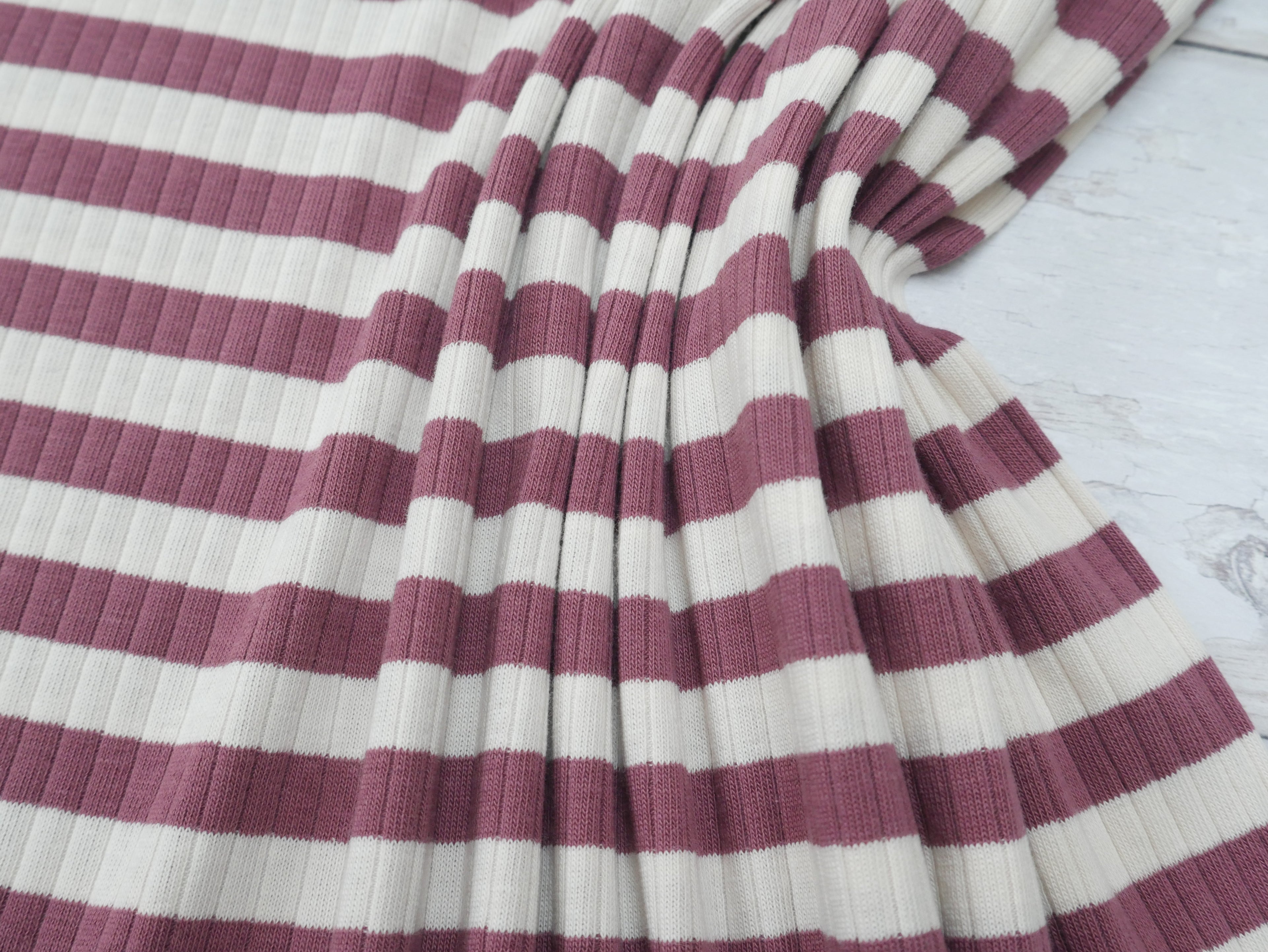 Yarn Dyed Rib Jersey in Dark Rose-Cotton Fabric-Flying Bobbins Haberdashery