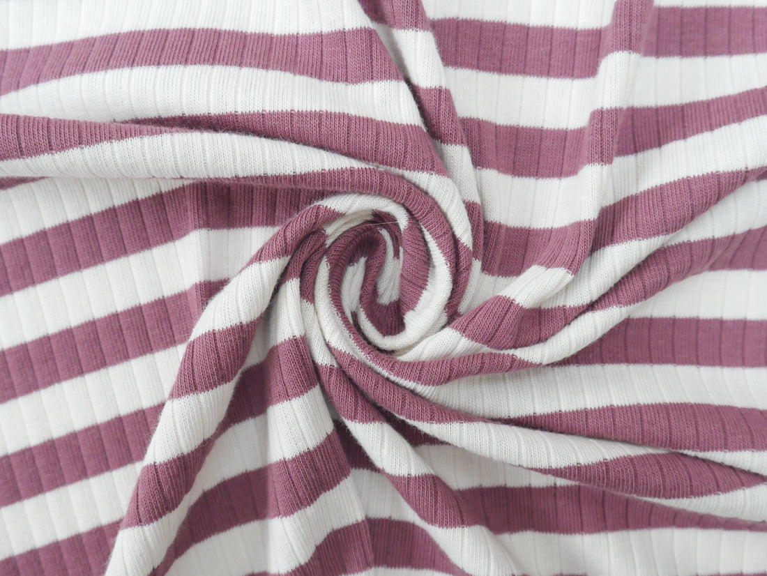 Yarn Dyed Rib Jersey in Dark Rose-Cotton Fabric-Flying Bobbins Haberdashery