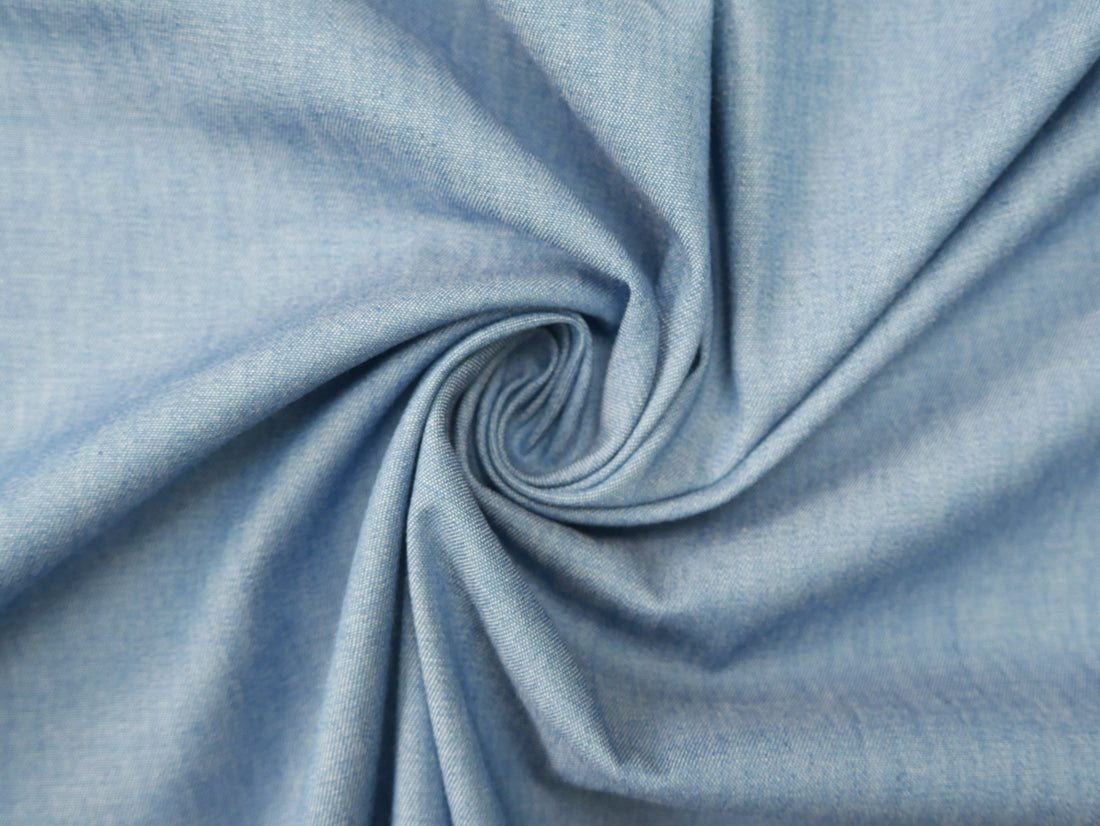 REMNANT - Cotton Chambray in Light Blue x 0.45m-Jacquard Knit-Flying Bobbins Haberdashery